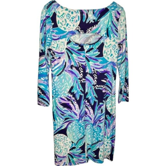Lilly Pulitzer Hollee Dress Bright Navy Alotta Colada - Aqua/Navy/Purple - M - Picture 6 of 11